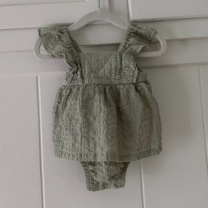 Baby Ruffle Romper in Sage Green
